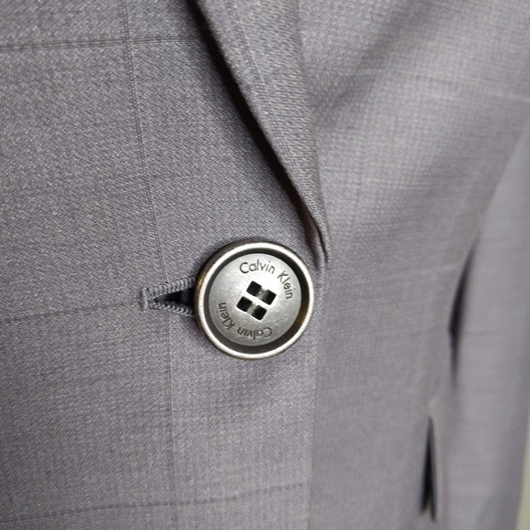 Calvin Klein Grey Grid Blazer Women’s Size 6 | Tailored Office Career Jacket - Picture 5 of 9